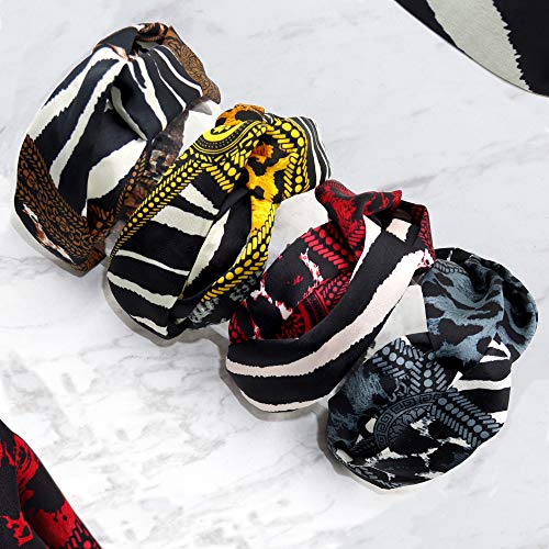 Frog Sac 4 African Headbands For Girls, Knotted Headband For Women, Fabric Knot Head Wrap For Teens, Elastic Twist Top Knot Headband Hair Accessories, Cloth Turban Headwraps #TOP2