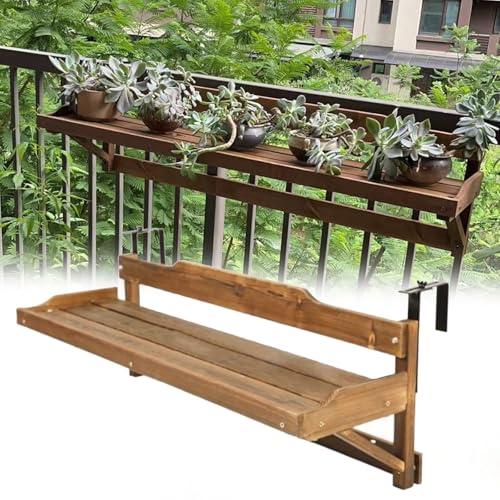 Table de balcon suspendue en bois 150cm design naturel robuste - 2