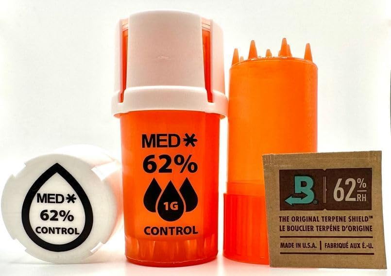 MedTainer - Recipiente hermético y a prueba de olores con molinillo integrado. Viene con paquete de humedad para mantener los productos frescos
