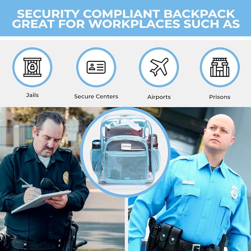 Image of Clear Backpack Heavy Duty XL - H18''xW14''xD8. Has TSA Lock - Turquoise | PVC Transparent Backpack Has 2-WAY Premium Zipper and Key Holder. Extra Large