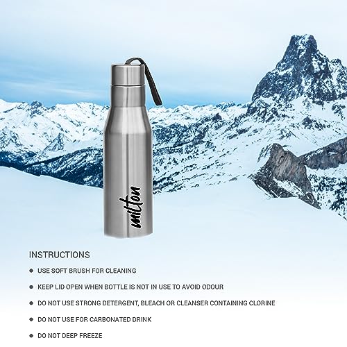 Image of MILTON Super 1000 Stainless Steel Water Bottle, 1000 ml, Silver | Single walled | Leak Proof | Easy Grip | Easy to Carry | Gym Bottle | Home | Kitchen | Hiking | Treking Bottle | Travel Bottle