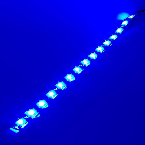 Miniatura 2 de Tiras de luces led para la carrocería, CD, 12V, a prueba de agua, 1 pie, 15 luces LED con 6 pulgadas de cable para motor, paquete por 6, Azul