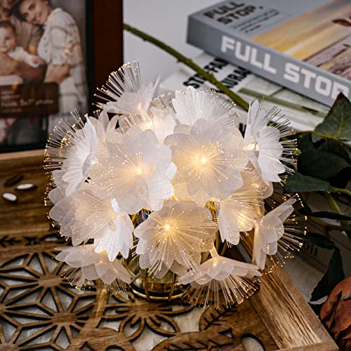 Tiansheng Fiber Optic Flower String Light, 14Ft 20 Led Flower Light Waterproof, Battery Powered Suitable For Bedroom, Christmas Tree, Garland, Wedding Party, New Year, Garden Romantic Decor-Warm Light #TOP3