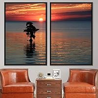 2 Piece Framed Canvas Wall Art Sunset Canvas Prints Home Artwork Decoration for Living Room,Bedroom - 16