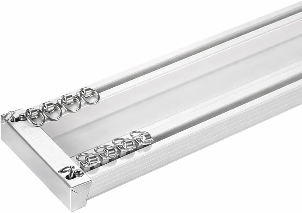 ZSHINE Curtain Conjoined Double Track Customize Length Ceiling or Wall Mounting Heavy-Duty Curtain Rails for Living Room Bedroom Room Divider(white)…