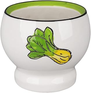 QXSJEDYCH Juego de mortero y maja de porcelana de mortero, trituradora de pastillas de cerámica, molinillo de especias, cuenco para hierbas, patrón blanco y vegetal, gadget de cocina Molinillo de