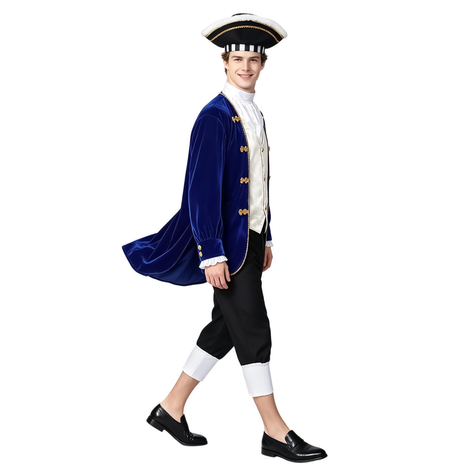Costume storico da uomo, uniforme con cappello e sciarpa