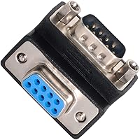 Vista 1 de cablecc 90 grados hacia abajo DB9P macho a hembra D-Sub RS232 9Pin adaptador de extensión