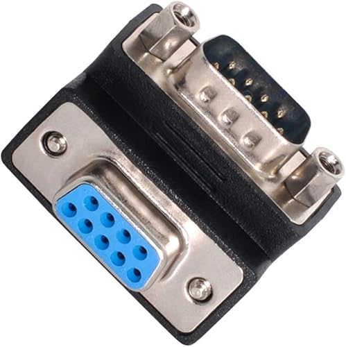 cablecc 90 grados hacia abajo DB9P macho a hembra D-Sub RS232 9Pin adaptador de extensión