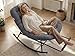 VASAGLE Schaukelstuhl, Schaukelsessel, Relaxsessel, Stahlgestell, ausziehbare Fußstütze, abnehmbares Kissen, bis 136 kg belastbar, Schlaf-, Wohnzimmer, Terrasse, Garten, grau LYY062GZ01