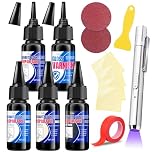 Quartz Countertop Repair Kit - 4 in 1(Clear, White, Gray, Beige) - UV Fast Curing Repair for Marble, Granite, Acrylic, Fiberglass, Porcelain, Suitable for Fixing Chips Holes Dents Scratches Cracks