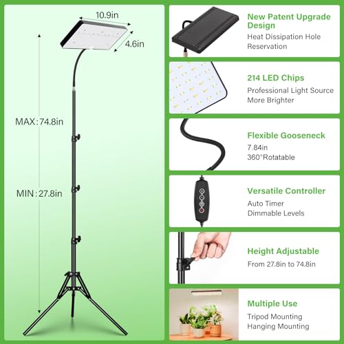 Lbw A0090 2024 Lbw Grow Lights For Indoor Plants Full Spectrum With Stand,214 Leds Standing Plant Lights For Indoor Growing,Floor Grow Plant Lamp thumb #4