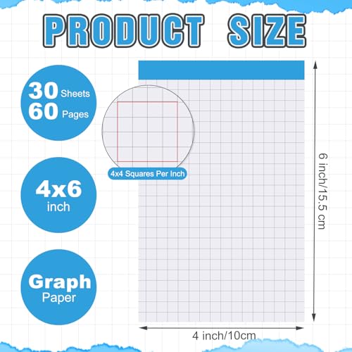 Tenceur Pacote com 8 blocos de papel quadriculado, 10 x 15 cm, blocos de notas pequenos, 30 folhas,