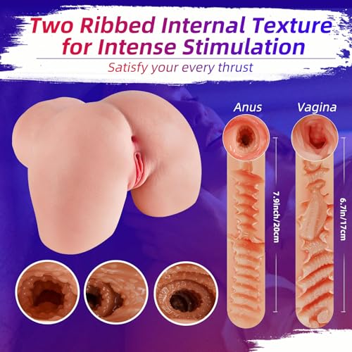 Male Masturbator Adult Sex Toys - 2 Holes Pocket Pussy Realistic Sex Dolls Male Sex Toys for Men Masturbation, 5.9 LB 3D Lifelike Soft Butt with Vagina and Anal Sex Pleasure Adult Toys Stroker - Image 3