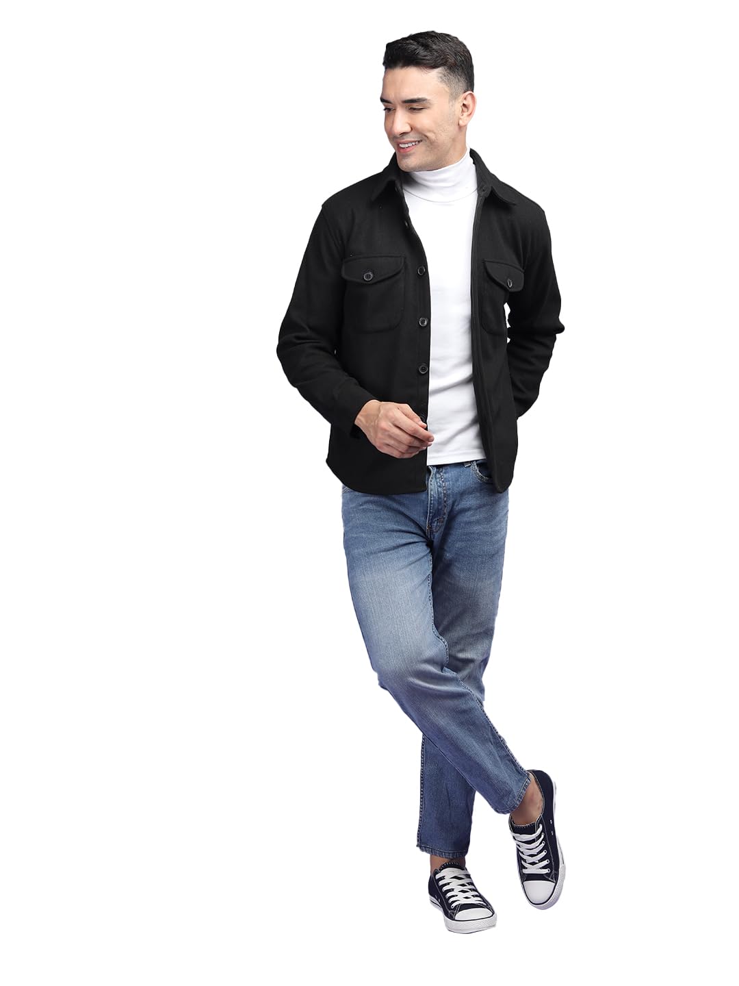 chkokko Stylish Plain ShacketWinter Stylish Full Sleeve Collared Shirt Jacket with Button Closure Warm Casual Winter Outerwear-picture-14