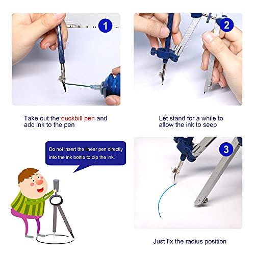 Compass For Geometry Large, Professional Drawing Compass Metal Drafting Compass Kit With Extension Bar,Metal Compass Geometry Set For Geometry, Drafting, Math, Drawing, For Engineer And Mathematician #TOP6