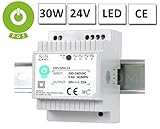POS Professionelles Hutschienen Netzteil LED Trafo 24V DC 1,25A 30W, Konstantspannung, CE, Schutzarten: Kurzschlussschutz, Überspannungsschutz, Übertemperaturschutz. Für LED Produkte 24V DC,