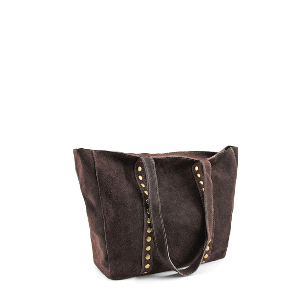 MODELISA - Bolso Hombro Antelina Shopper Casual Tachuelas Mujer
