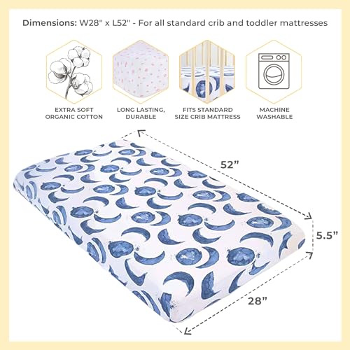 Image of Burt's Bees Baby Essential Organic Cotton Fitted Crib Sheet, Breathable for Boy Girl Standard Crib & Toddler Mattresses