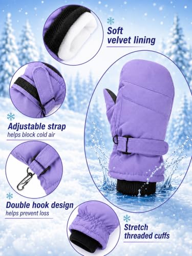 Image of Newcotte 6 Pairs Winter Ski Mittens Kids Waterproof Warm Snow Gloves for Boys Girls Cold Weather Outdoor Activities