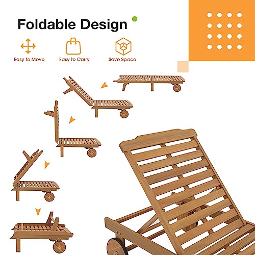 Patiorama Patio Acacia Wood Chaise Lounge Set Of 2 thumb #4