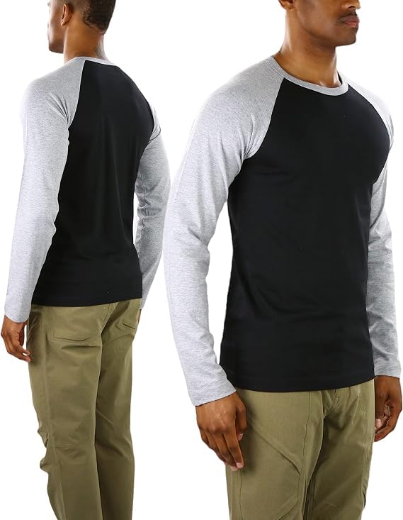 Image of R Cube Men's Henley Shirts Raglan Long Sleeve Casual Slim Fit Lightweight Fashion T-Shirts