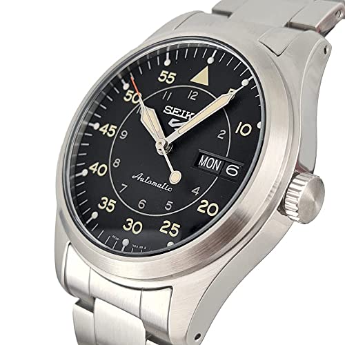 Image of Seiko Stainless Steel Unisex 5 Sports Mechanical, Automatic with Manual Winding Analog Watch Srph27K1, Band Color:Silver, Dial Black