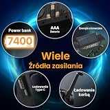FosPower - Przenośne radio awaryjne pogodowe z akumulatorem 7400mWh (2.000mAh) | Akumulator z panelem słonecznym, korbą, bateriami lub USB | AM/FM, latarka LED, SOS, zielona