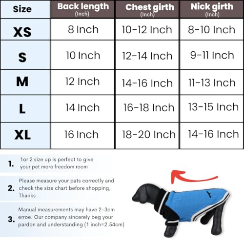 Image of Lulala Pet Puppy Clothes to Keep Warm in Autumn and Winter, Knitted Sweater, Teddy Poodle Clothes, Small Dogs Jacket Suitable for Pets (Blue, 8 Inch)