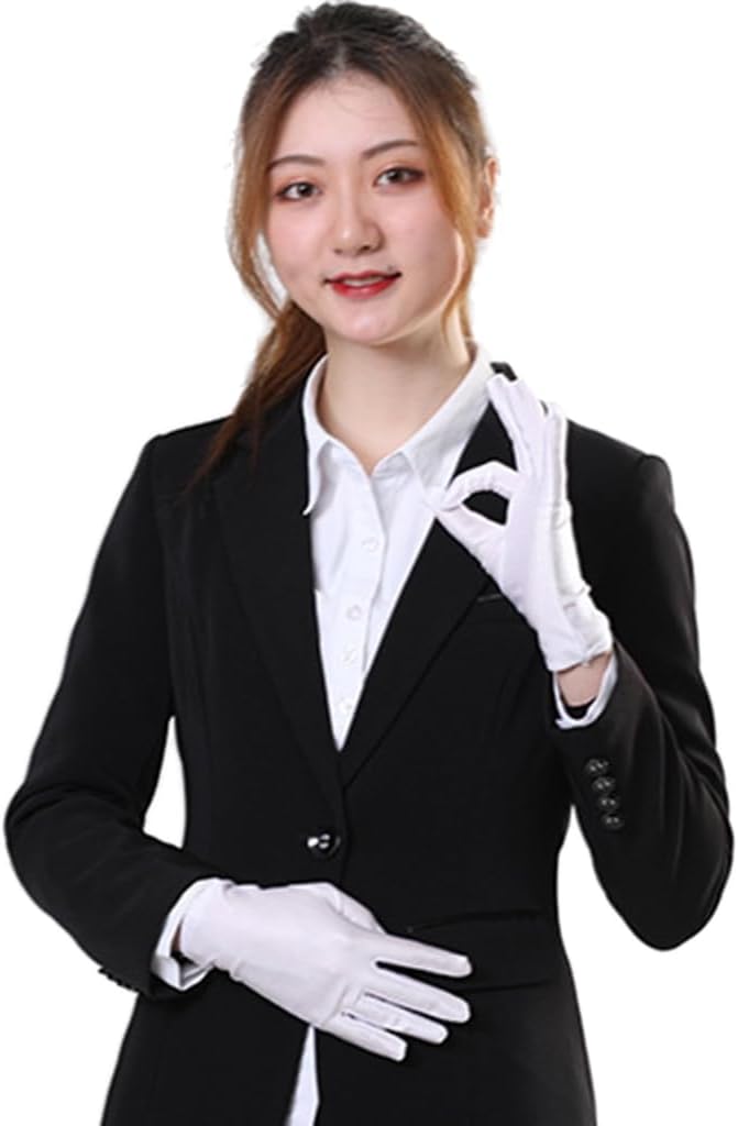 Adult White Gloves for Ceremony School and Girls White Elastic Gloves for Dress Etiquette Gloves