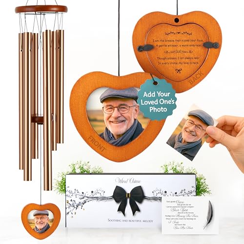 Captain Decor 32 Inch Memorial Wind Chimes Outdoor, Personalized Sympathy Gifts for Loss of Loved One, Memorial Gifts for Loss of Mom, Sympathy Wind Chimes for Mother, Father, Brother, Sister