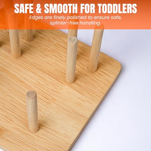 Image of Wooden Shape Sorter Puzzle Toy with 4 Geometric Shapes and Peg Board | Stacking Toy for Toddlers | Educational Montessori Toy for Kids 3+ | Brain and Motor Skill Builder Activity Game