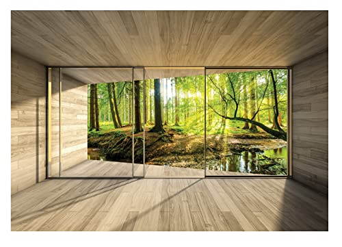 WallArena - Vlies Fototapete 3D-Fenster 368x254 cm - Fototapeten - Tapeten...