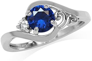 Shimmering Sapphire Haven: Sterling Silver Swirl Ring for Women