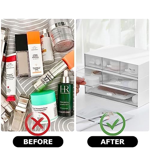 MUXHEL Stapelbarer Schreibtisch-Organizer mit 9 Schubladen, 4-tier Aufbewahrungsbox Kunststoff, Schubladenbox Weiß für Makeup,Schmuck, Bürobedarf, Stifte