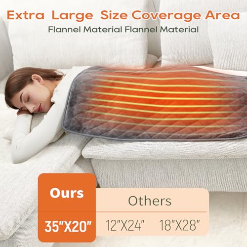 King Size Electric Heating Pad for Back Pain Relief - Moist & Dry Heat, Auto Shut Off, Machine Washable, 35x20