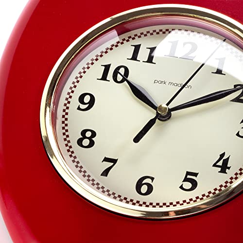 Park Madison Apple 9 Inch Quality Quartz Battery Operated 3 Dimensional Easy To Read Home/Office/Kitchen/Classroom/School Clock Classic Movement Red 13712 #TOP1