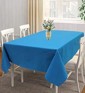 AIRWILL 100% Cotton Solid Pattern 4 Seater Square Table Cover Sized, 56x56 inches (Blue, Pack of 1)