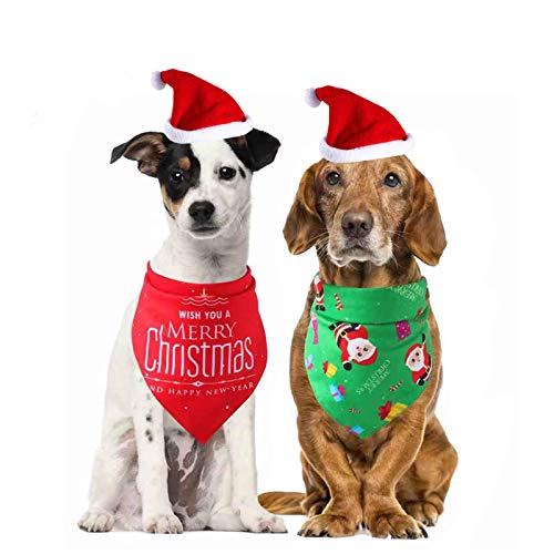 Bandana's voor huisdieren, 4 stuks, halsdoek, hoofddoek en huisdier, kerstmuts voor kleine middelgrote en grote honden en katten.