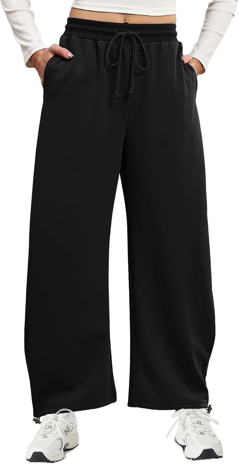 DISCIPBUSH Barrel Sweatpants Women Baggy - Fall Wide Leg Drawstring Lounge Joggers for Women Sweat Pants with Stoppers - Image 3