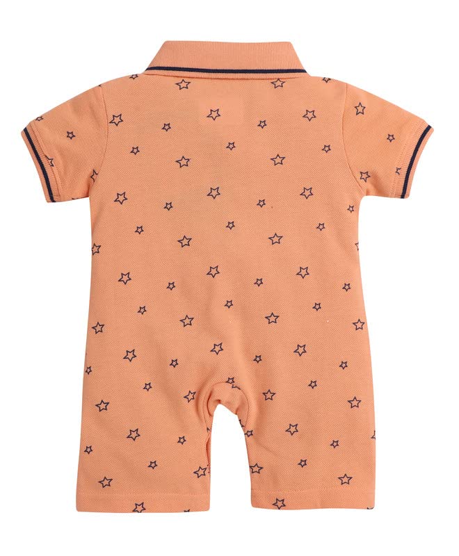 Image of BUMZEE Orange Half Sleeves Baby Boys Thigh Length Romper