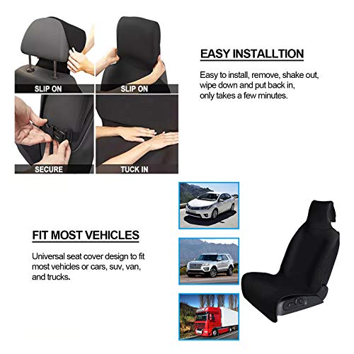 Premium Universal Fit Waterproof Sweatproof Car Seat Cover, Non-Slip Neoprene Vehicle Seat Protector, Best Protection For Workout, Yoga, Gym, Running, Dirt, Beach And Pets，Black Back… #TOP5