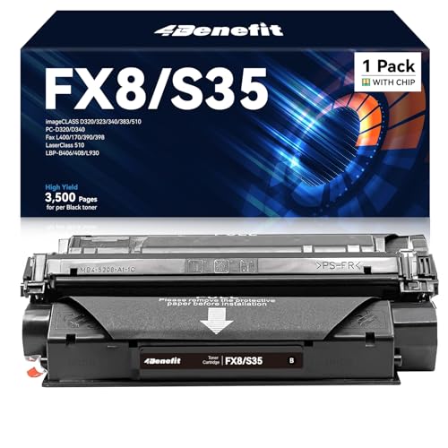 4Benefit Compatible Toner Cartridge Replacement for Canon FX8 S35 FX-8 S-35 for imageClass D300 D320 D340 D360 D383 Faxphone L170 L400 L380S L390 ICD-340 Laser Class 310 510 PC-D320 D340N (1 Pack)
