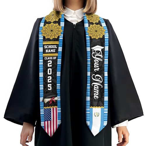 MonkeyVan Personalized Guatemalan Graduation Sash 2025,Custom Guatemala Flag Stole,Guatemala Graduation Stole Class of 2025 S189