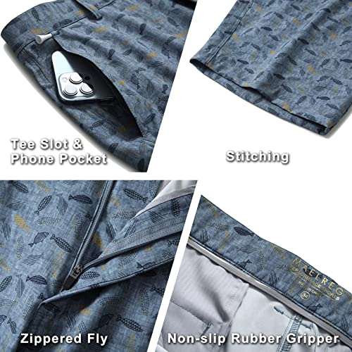 Mens Golf Shorts Dry Fit 10'' Inseam Expanded Waist Flat Front Flex Print Shorts For Men #TOP25