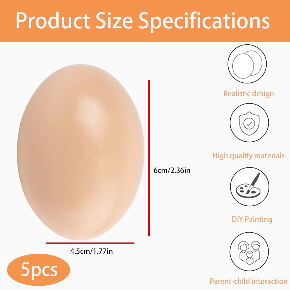Huevos de Madera Falsos para Gallinas, 5 Piezas Huevos Simulados Realistas