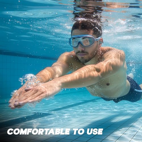 Image of KONEX Swimming Goggles | Kids | Big Frame | UV Lens | Anti-Fog | Blue