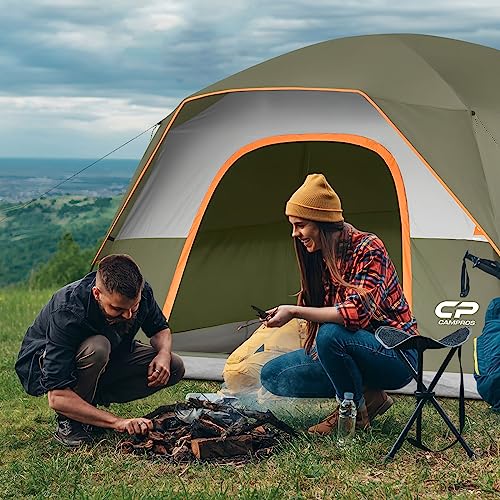 Campros Cp Tent 4 Person Camping Tents, Waterproof Windproof Family Dome Tent With Rainfly, Large Mesh Windows, Wider Door, Easy Setup, Portable With Carry Bag - Olive #TOP4