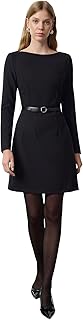 فستان قصير TWOAW25EL00365 من نسيج محبوك بقصة ضيقة بحزام للنساء من ترنديول، أسود