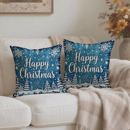 Housse coussin 70x70cm en lin de qualité pour une déco de Noël réversible